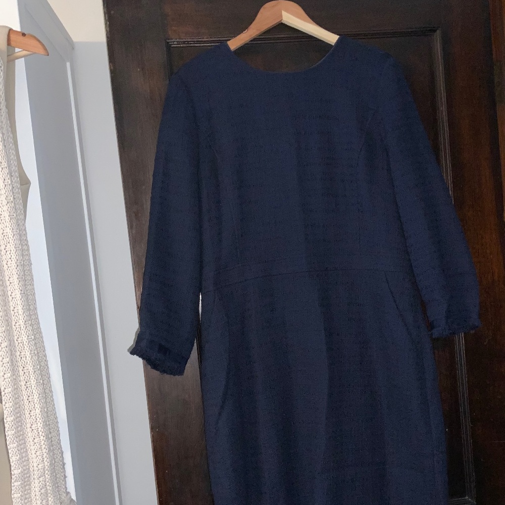 J. Crew Navy Blue Tweed Dress SZ 16T